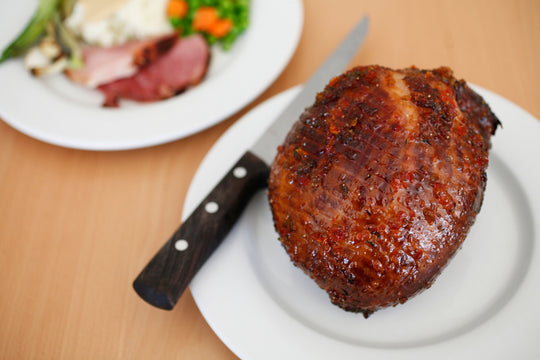 a sweetheart ham glazed in Kelly's jelly