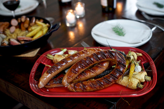 holiday Kielbasa and roasted root vegetables