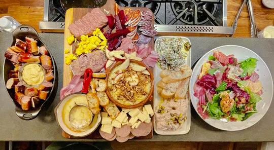 Epic Charcuterie Board Spread - sausage, all the meats, dips and even a salad!