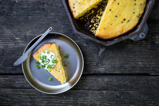 green chile and cheese cast iron cornbread