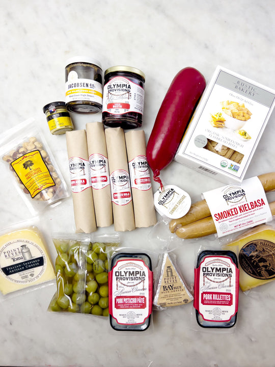 Olympia Provisions Salami, Kielbasa, Pate, Rilettes, Cheese, Pickles, Honey, Crackers, Mustard, Summer Susaage all in package