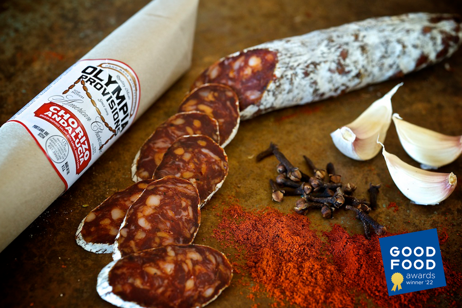 olympia provions chorizo andalucia next to some assorted spices