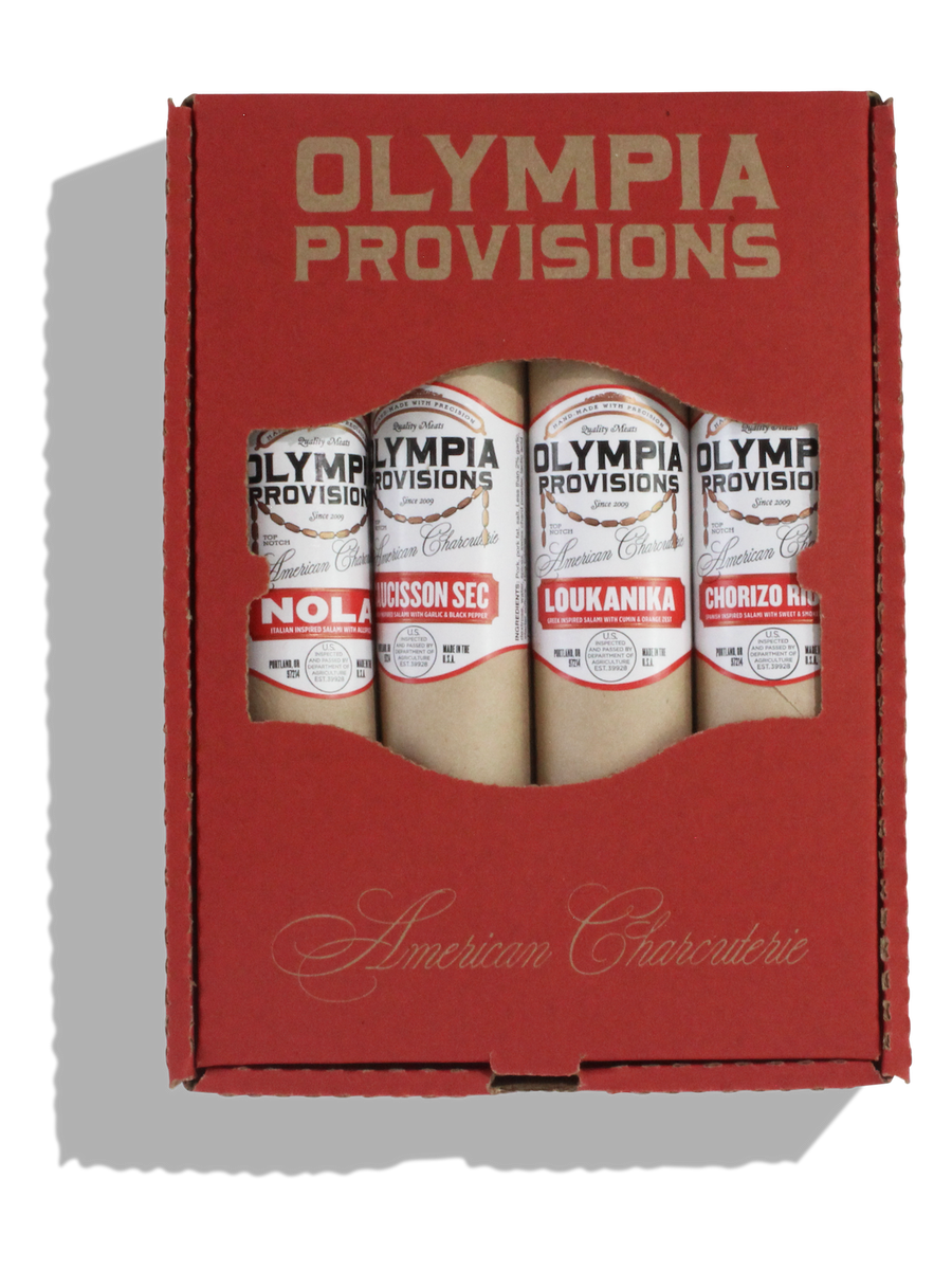 Olympia Provisions European Sampler in a Red Box