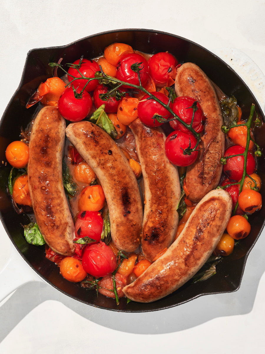Italian sausage with blistered tomatoes